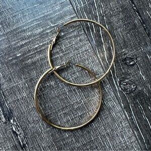 Express Gold-Tone Large Hoop Earrings - 2.5” Classic Minimalist